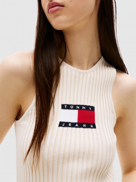 Blusa Mujer Beige Tommy Jeans Blusa Mujer Beige Tommy Jeans