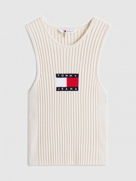 Blusa Mujer Beige Tommy Jeans Blusa Mujer Beige Tommy Jeans