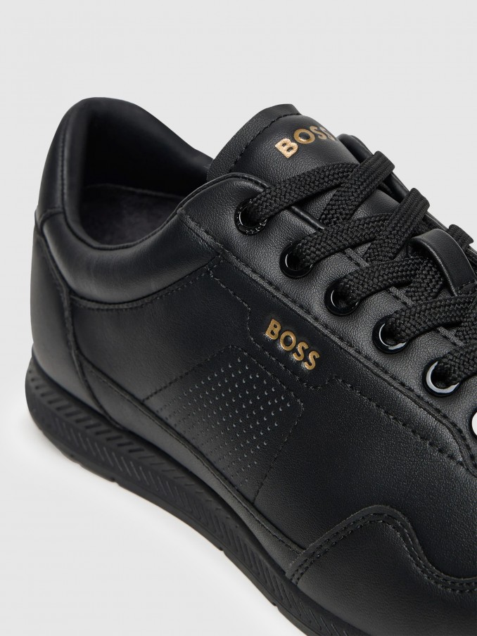 Shoes Man Black Boss Orange