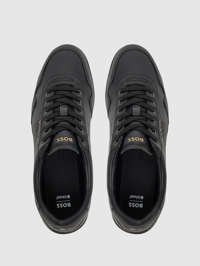 Shoes Man Black Boss Orange