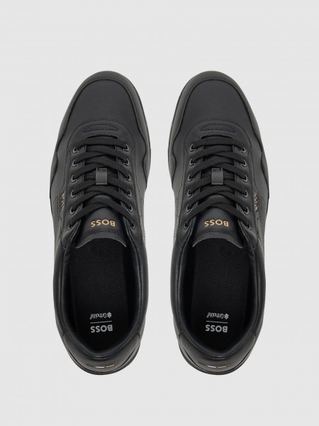 Shoes Man Black Boss Orange