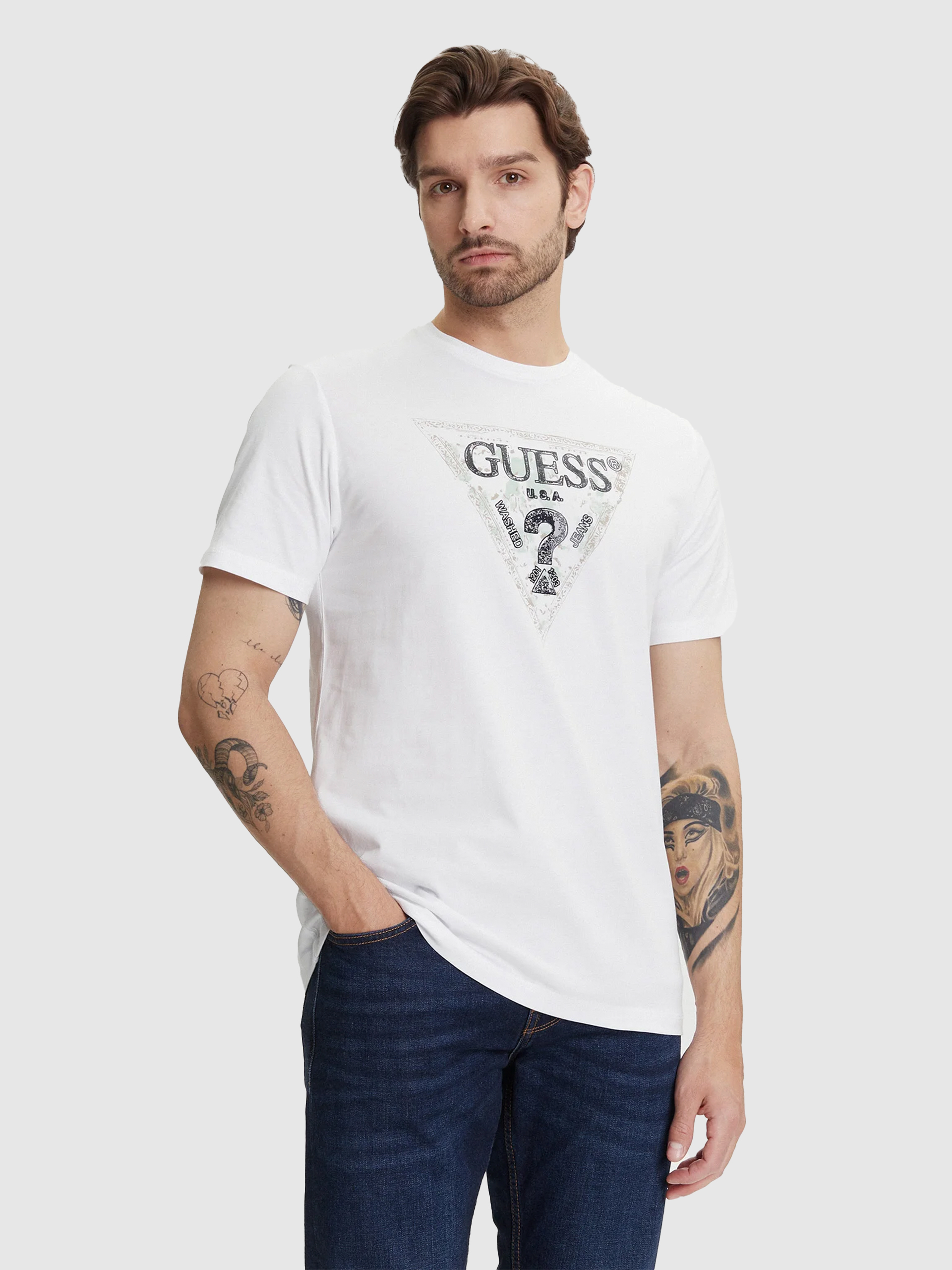 Camiseta Hombre Blanco Guess
