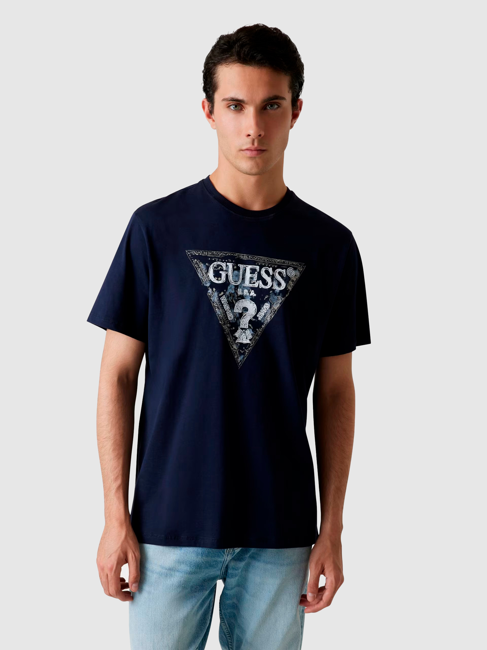 Camiseta Hombre Azul Marino Guess