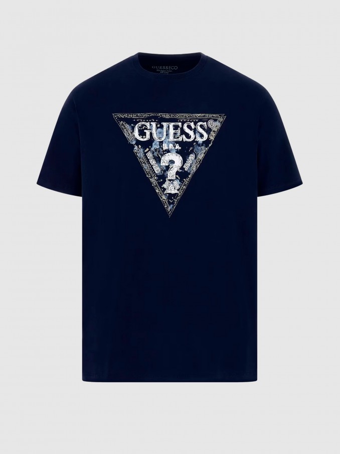 Camiseta Hombre Azul Marino Guess