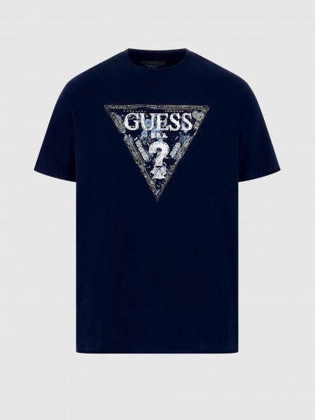 Camiseta Hombre Azul Marino Guess