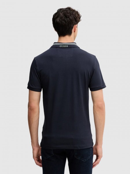 Polo Shirt Man Navy Blue Guess Polo Shirt Man Navy Blue Guess