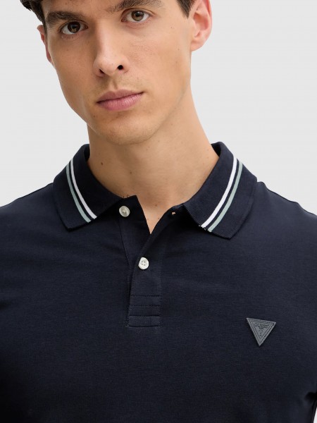 Polo Shirt Man Navy Blue Guess Polo Shirt Man Navy Blue Guess