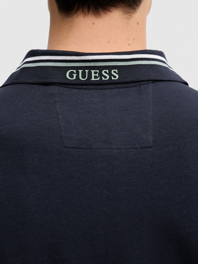 Polo Shirt Man Navy Blue Guess