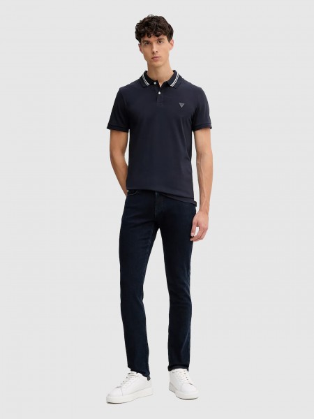 Polo Shirt Man Navy Blue Guess Polo Shirt Man Navy Blue Guess