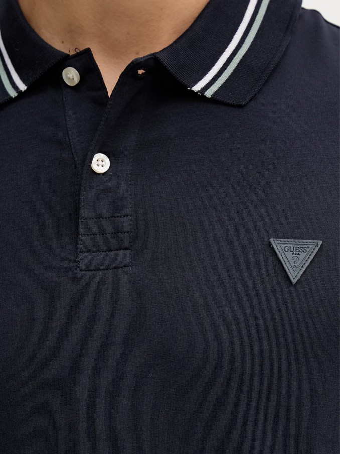 Polo Shirt Man Navy Blue Guess
