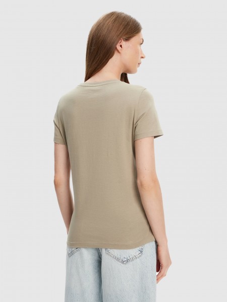 T-Shirt Mulher Ss Cn Pearls Love Triangle Tee Guess