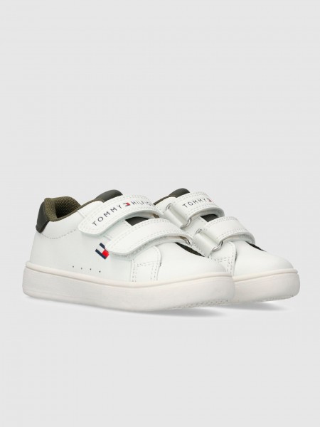 Sneakers Boy White W/ Green Tommy Jeans Kids