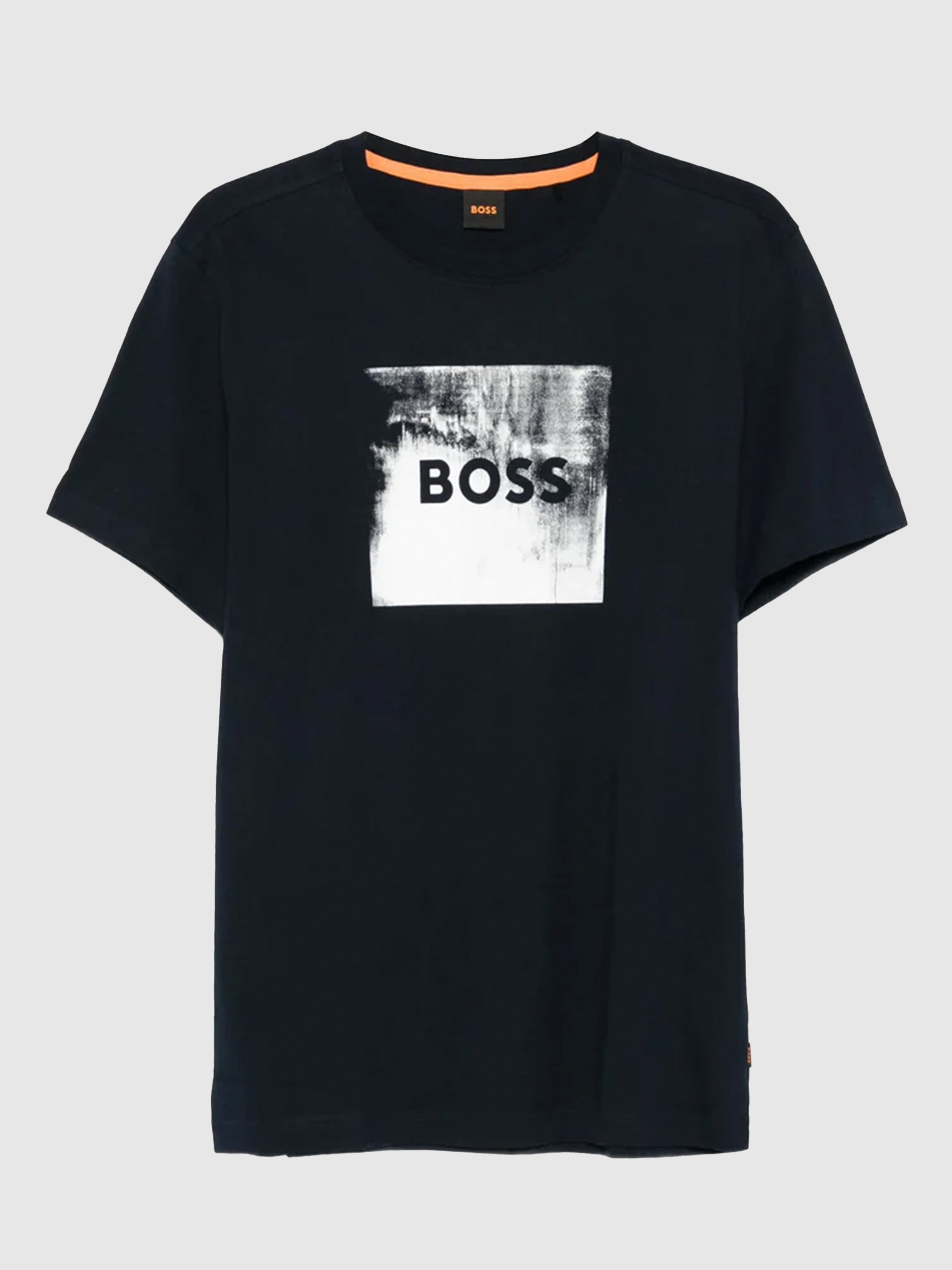 T-Shirt Man Navy Blue Boss Orange