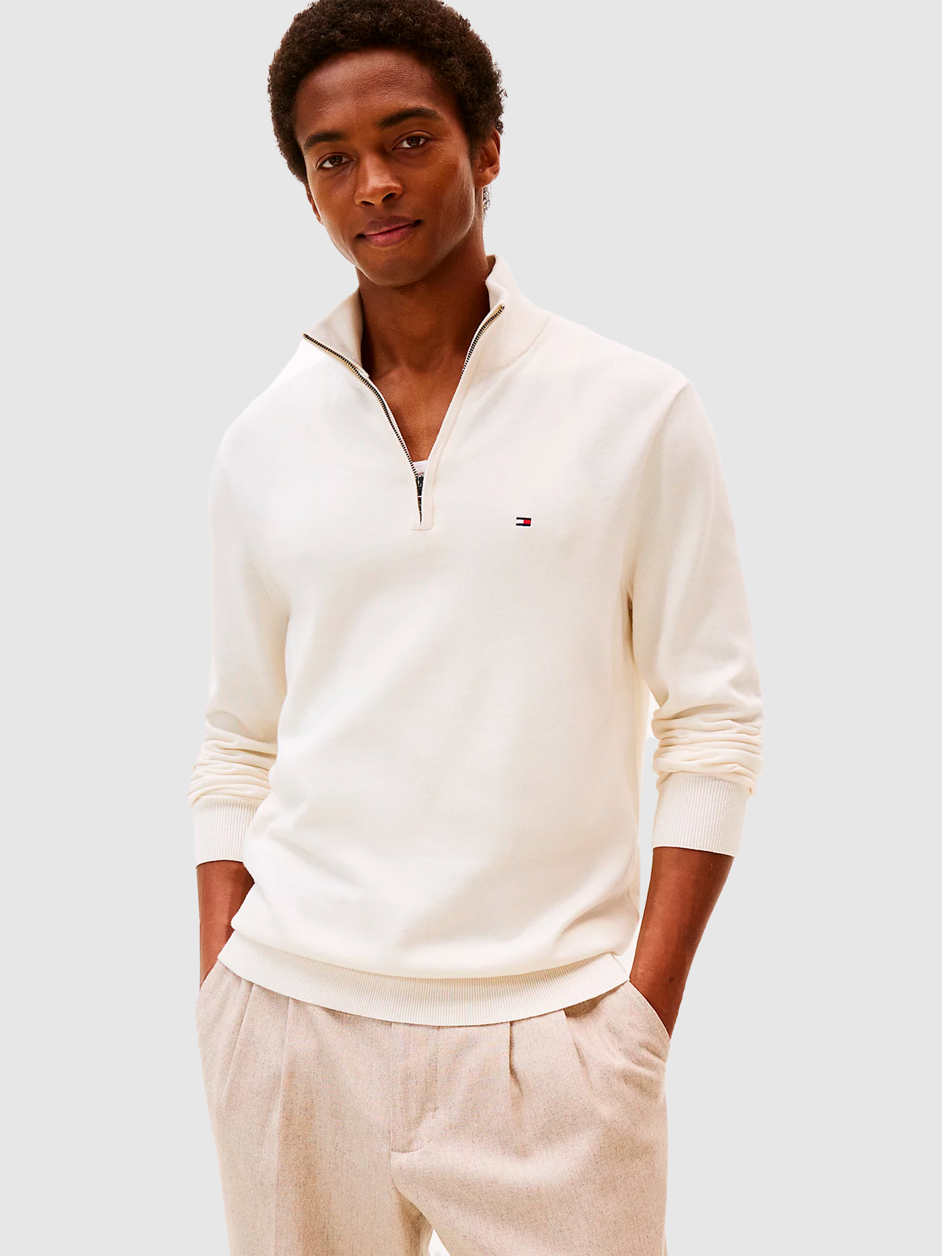 Camisola Tommy Hilfiger Homem Essential Cotton Zip Mock