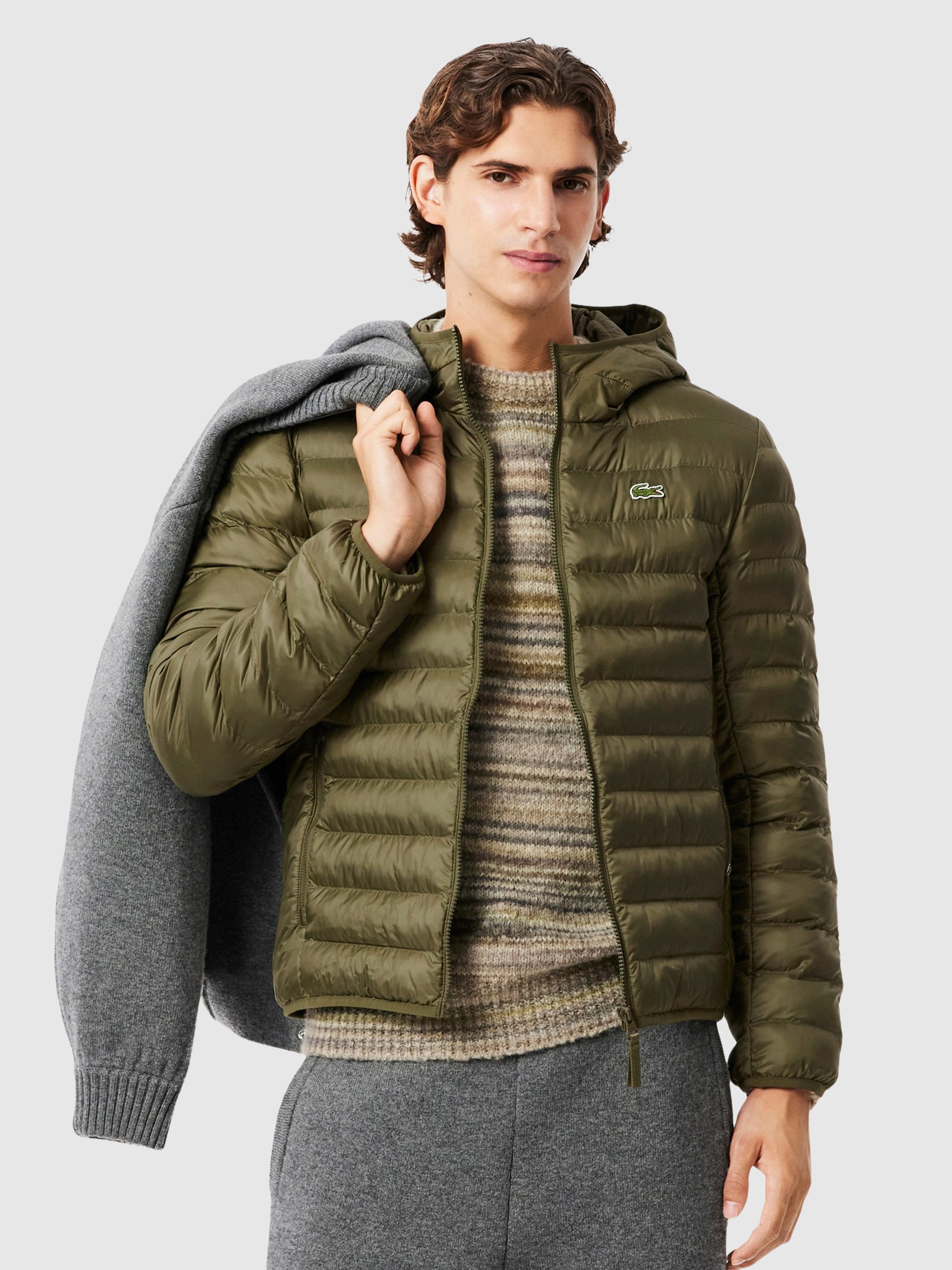 Blusao Homem Water-Repellent Quilted Hooded Puffed Jacket Lacoste