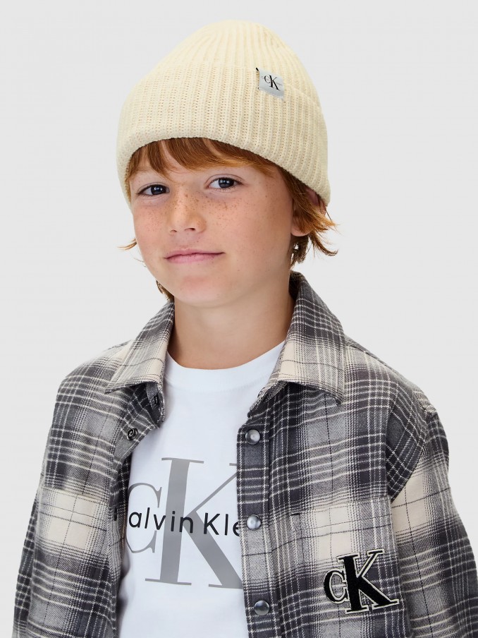 Beanie Boy Cream Calvin Klein