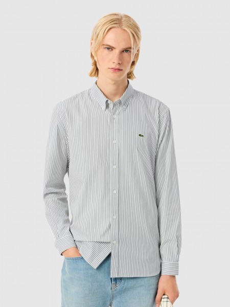 Camisa Hombre Raya Verde Lacoste