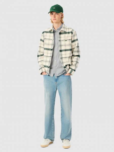 Shirt Man Green Stripe Lacoste