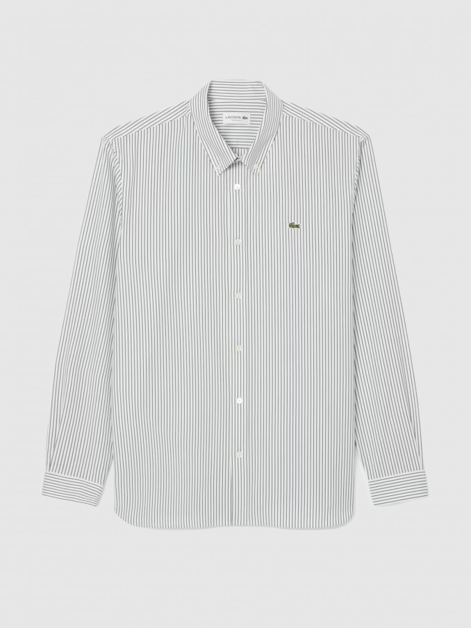 Shirt Man Green Stripe Lacoste