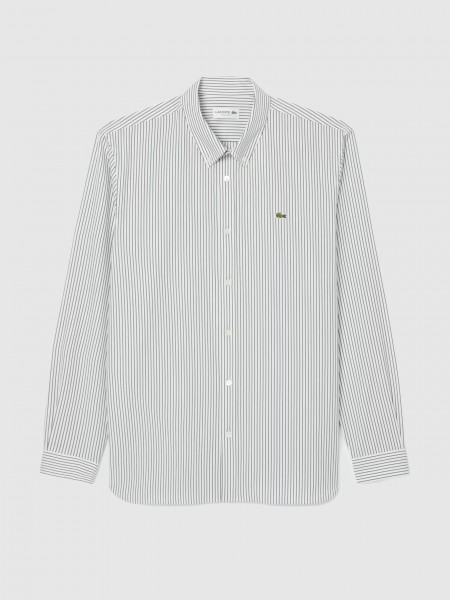 Shirt Man Green Stripe Lacoste