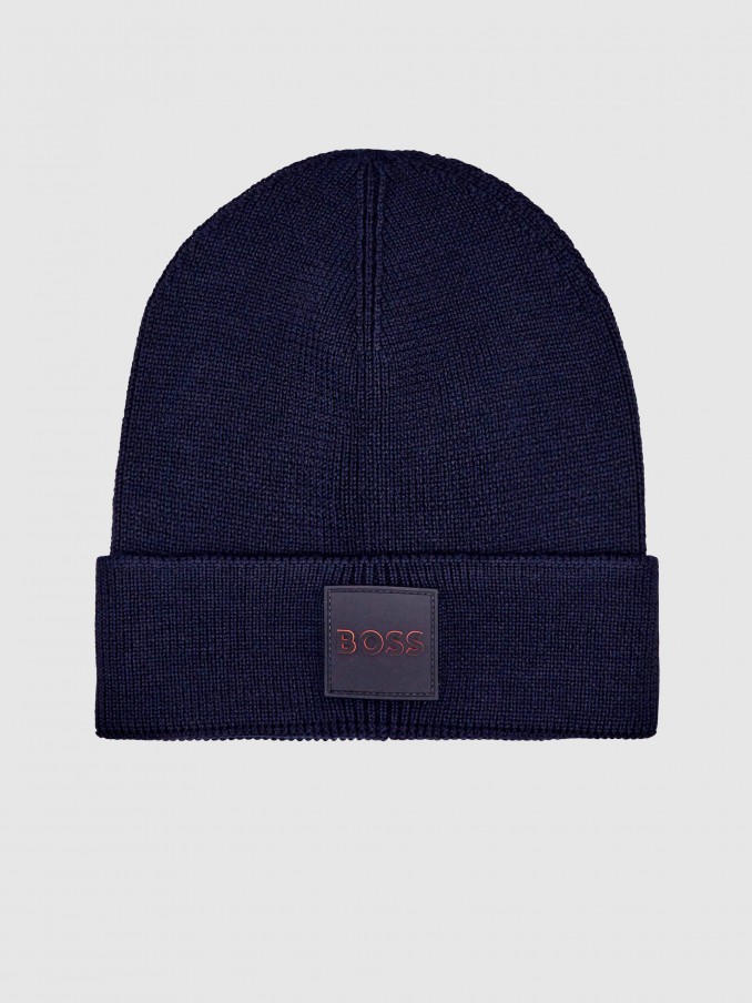 Gorro Hombre Azul Marino Boss Orange