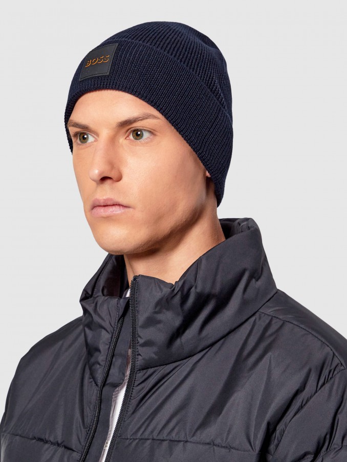 Beanie Man Navy Blue Boss Orange