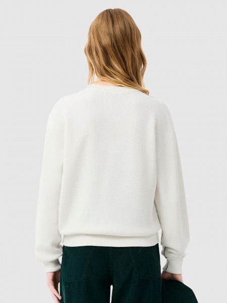 Sueter Mujer Crema Lacoste