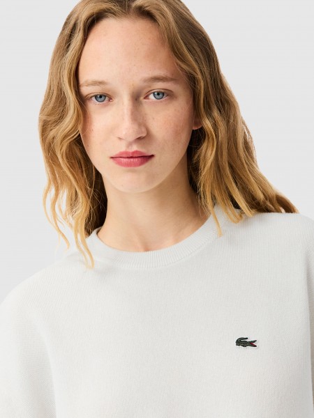 Sueter Mujer Crema Lacoste
