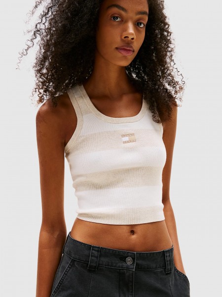 Blusa Mujer Crema Tommy Jeans Blusa Mujer Crema Tommy Jeans