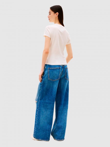 Camiseta Mujer Crema Tommy Jeans