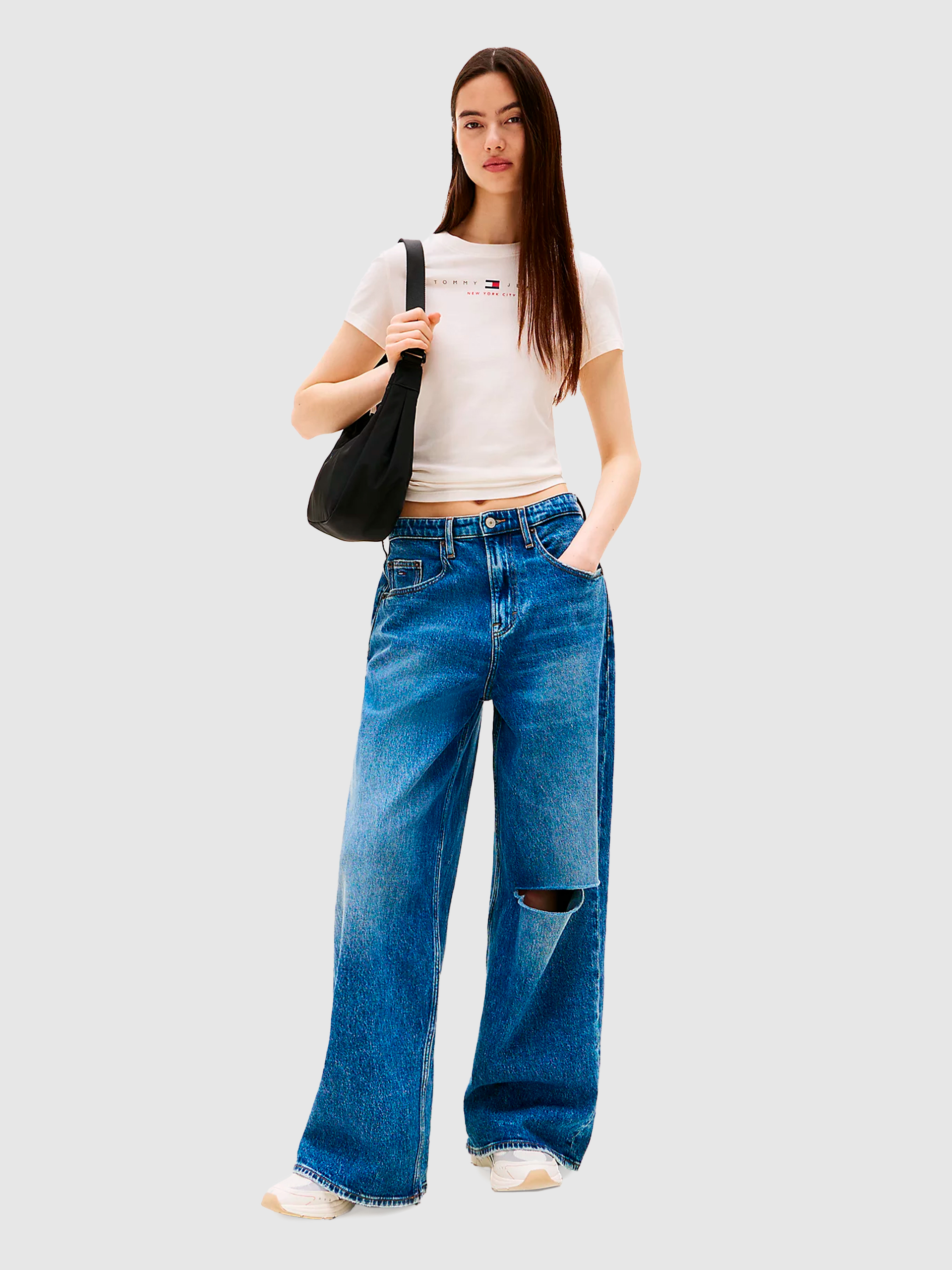 T-Shirt Woman Cream Tommy Jeans
