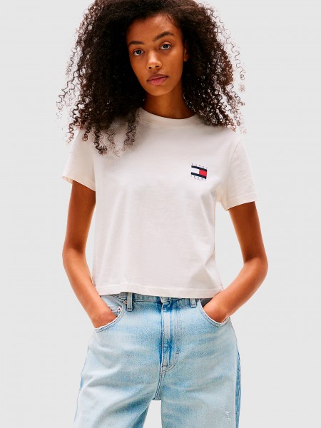 Camiseta Mujer Crema Tommy Jeans