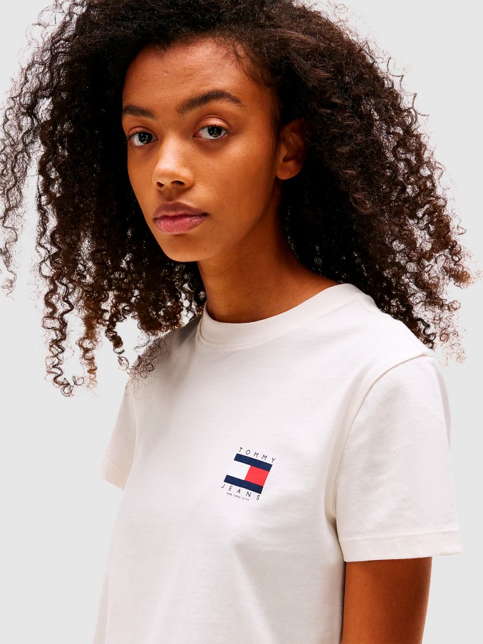 T-Shirt Woman Cream Tommy Jeans