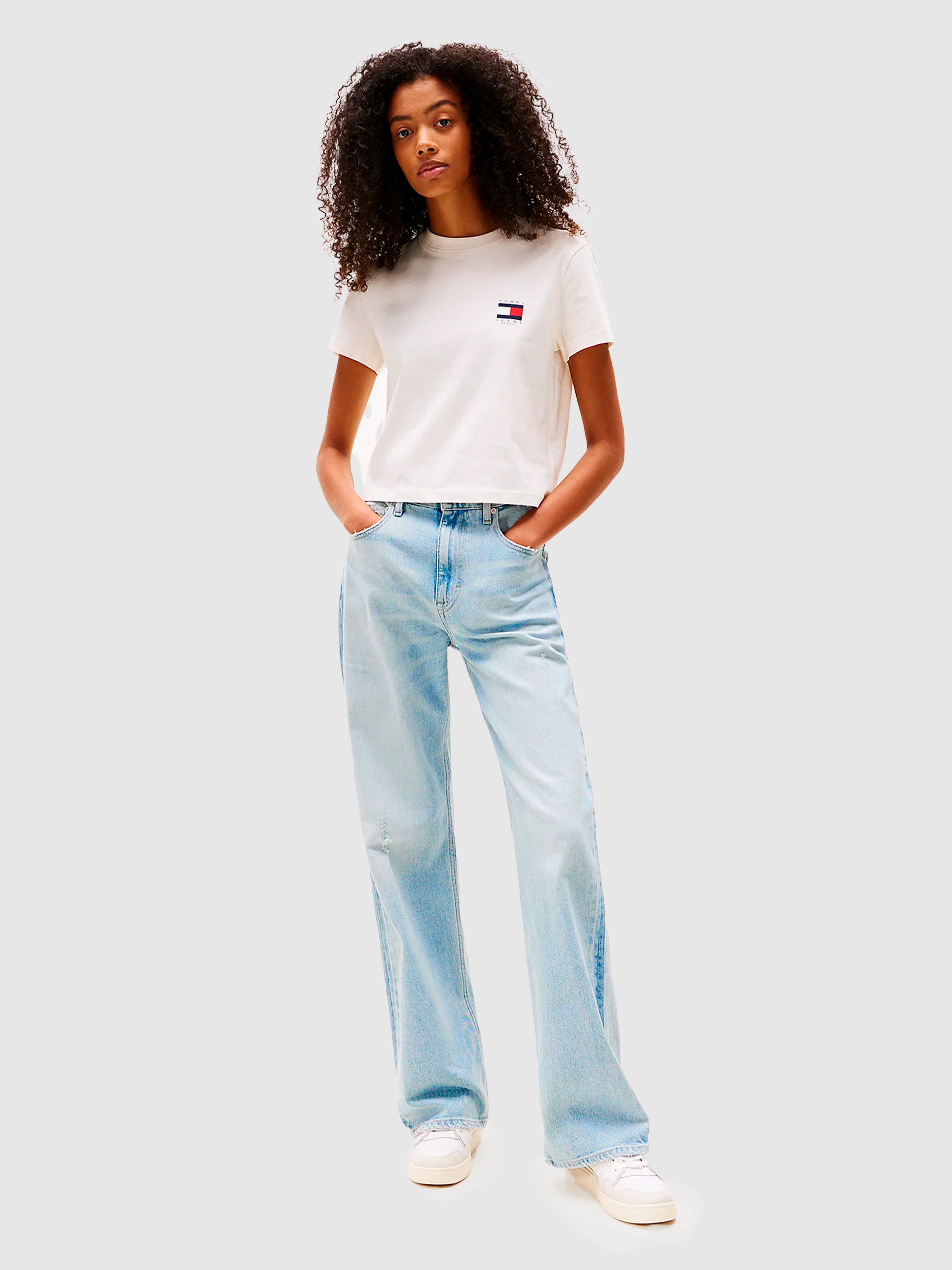 T-Shirt Woman Cream Tommy Jeans