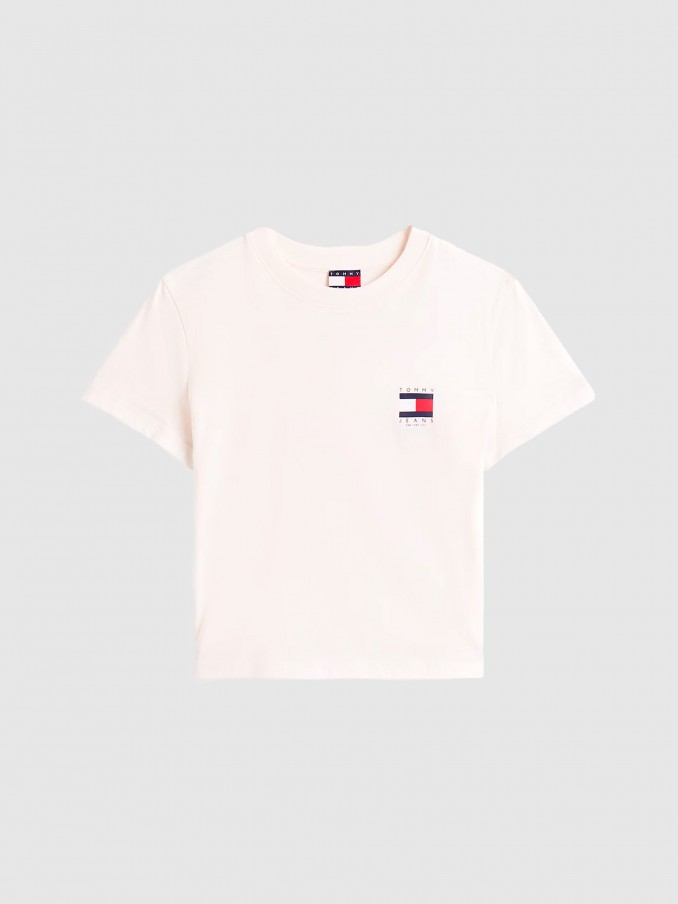 T-Shirt Woman Cream Tommy Jeans