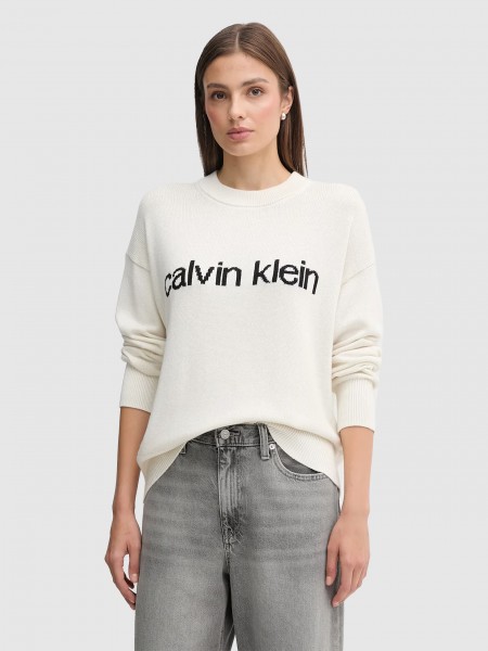 Pullover Woman Cream Calvin Klein