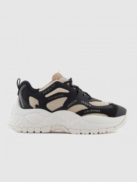 Tenis Mujer Negro Con Oro Armani Exchange