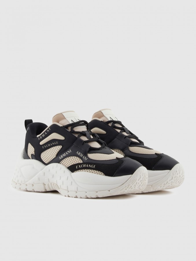 Tenis Mujer Negro Con Oro Armani Exchange