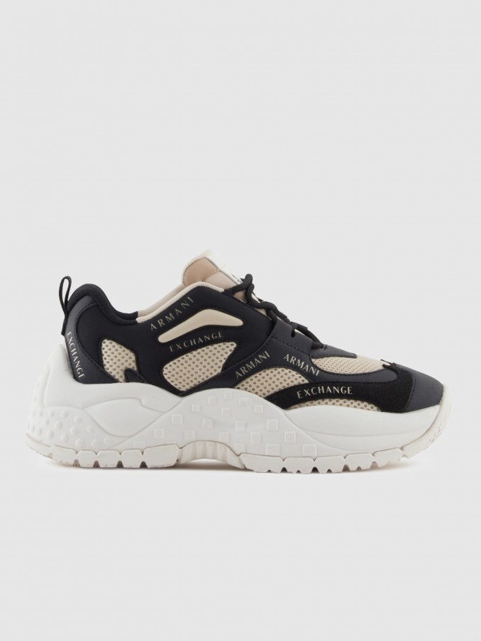Tenis Mujer Negro Con Oro Armani Exchange