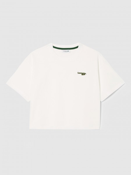 Camiseta Mujer Crema Lacoste