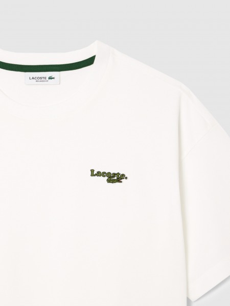 Camiseta Mujer Crema Lacoste