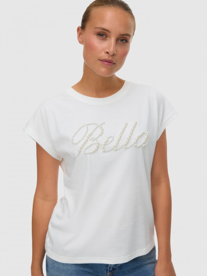 T-Shirt Woman Cream Vero Moda