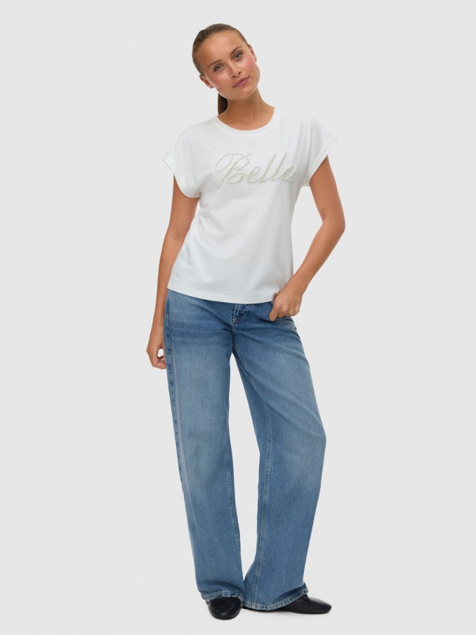 T-Shirt Woman Cream Vero Moda