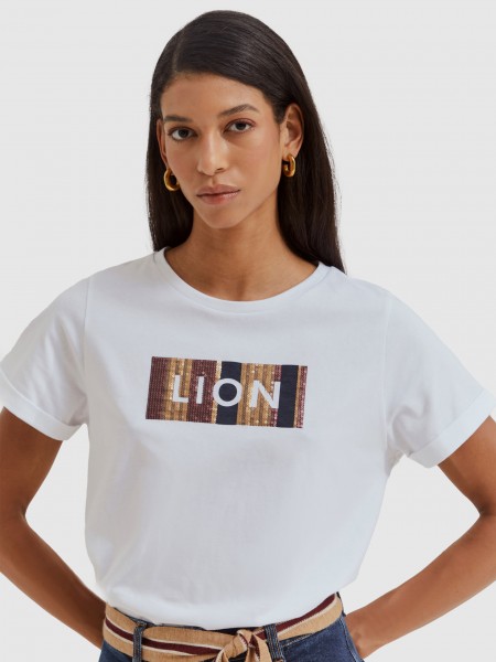 T-Shirt Woman White Lion Of Porches
