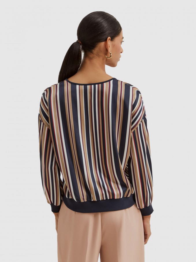 Blouse Woman Blue Stripe Lion Of Porches