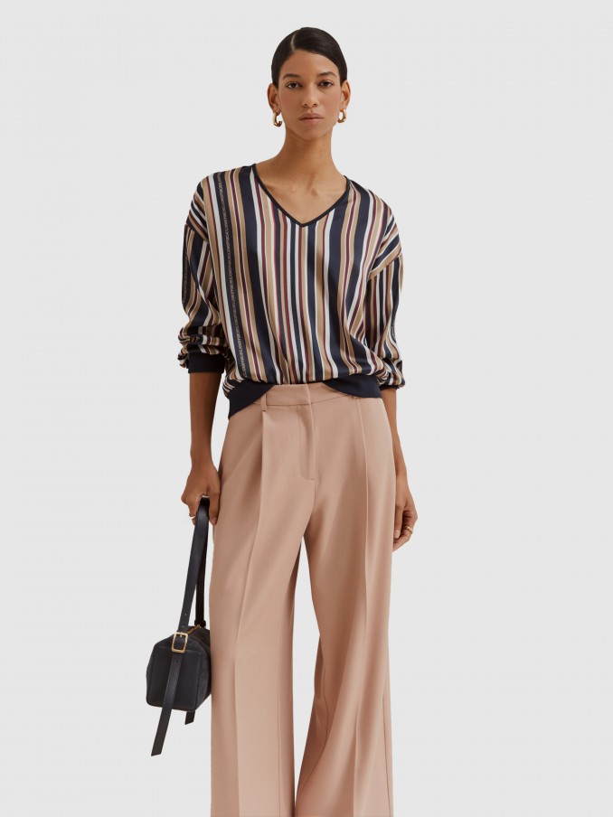 Blouse Woman Blue Stripe Lion Of Porches