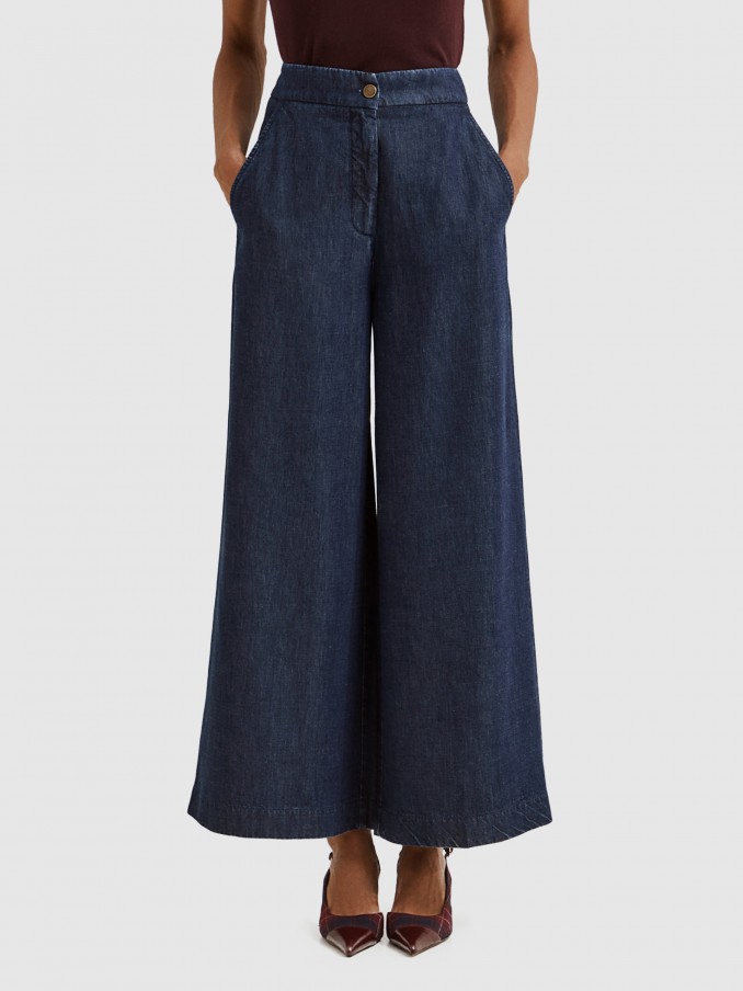 Pants Woman Navy Blue Lion Of Porches