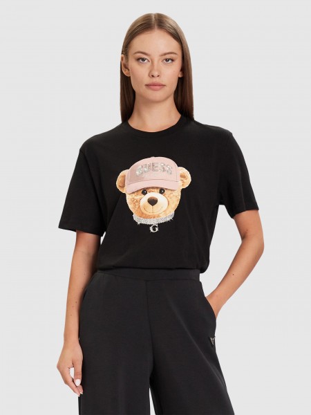 Camiseta Mujer Negro Guess Underwear