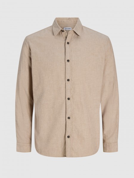 Camisa Hombre Beige Jack & Jones