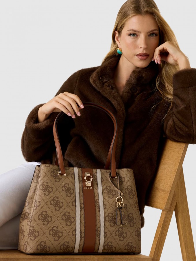 Bolsos de Mano Mujer Beige Guess